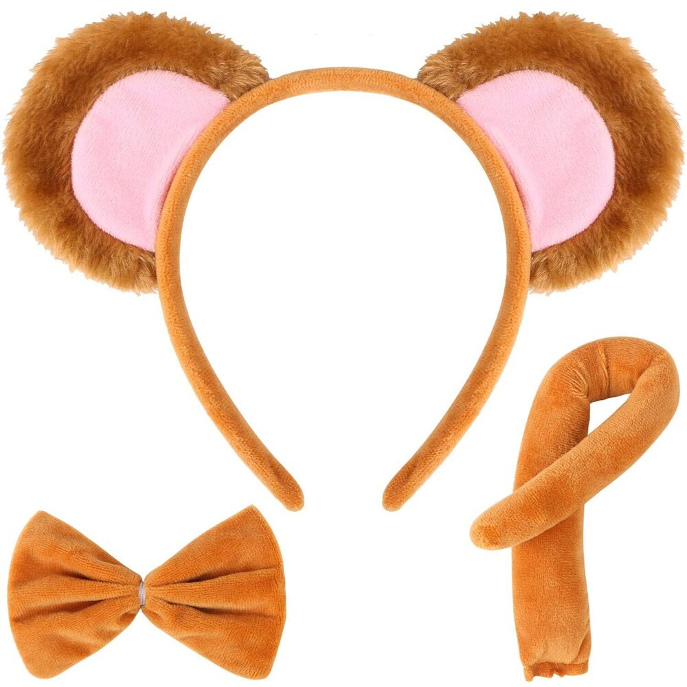 3711 3 Pcs Monkey Costume Set, Monkey Ears Headband Monkey Tail